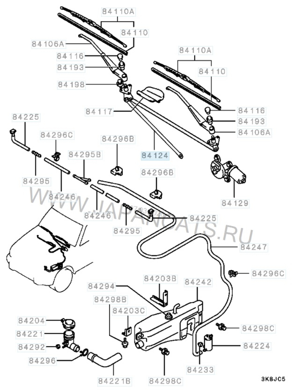 Трапеция стеклоочистителя Mitsubishi Pajero II / RVLT-MB623301