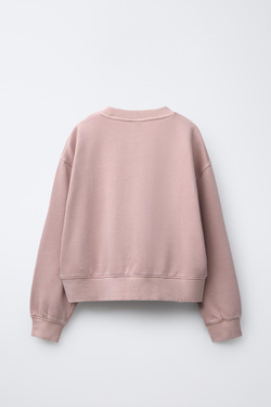 ZARA КОМПЛЕКТ: ТОЛСТОВКА И БРЮКИ WIDE LEG С НАДПИСЬЮ, РОЗОВЫЙ