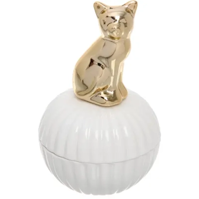Шкатулка керамическая «GOLD Podarok», кошка, цвет белый, 8*13*3см (в инд. коробке)
