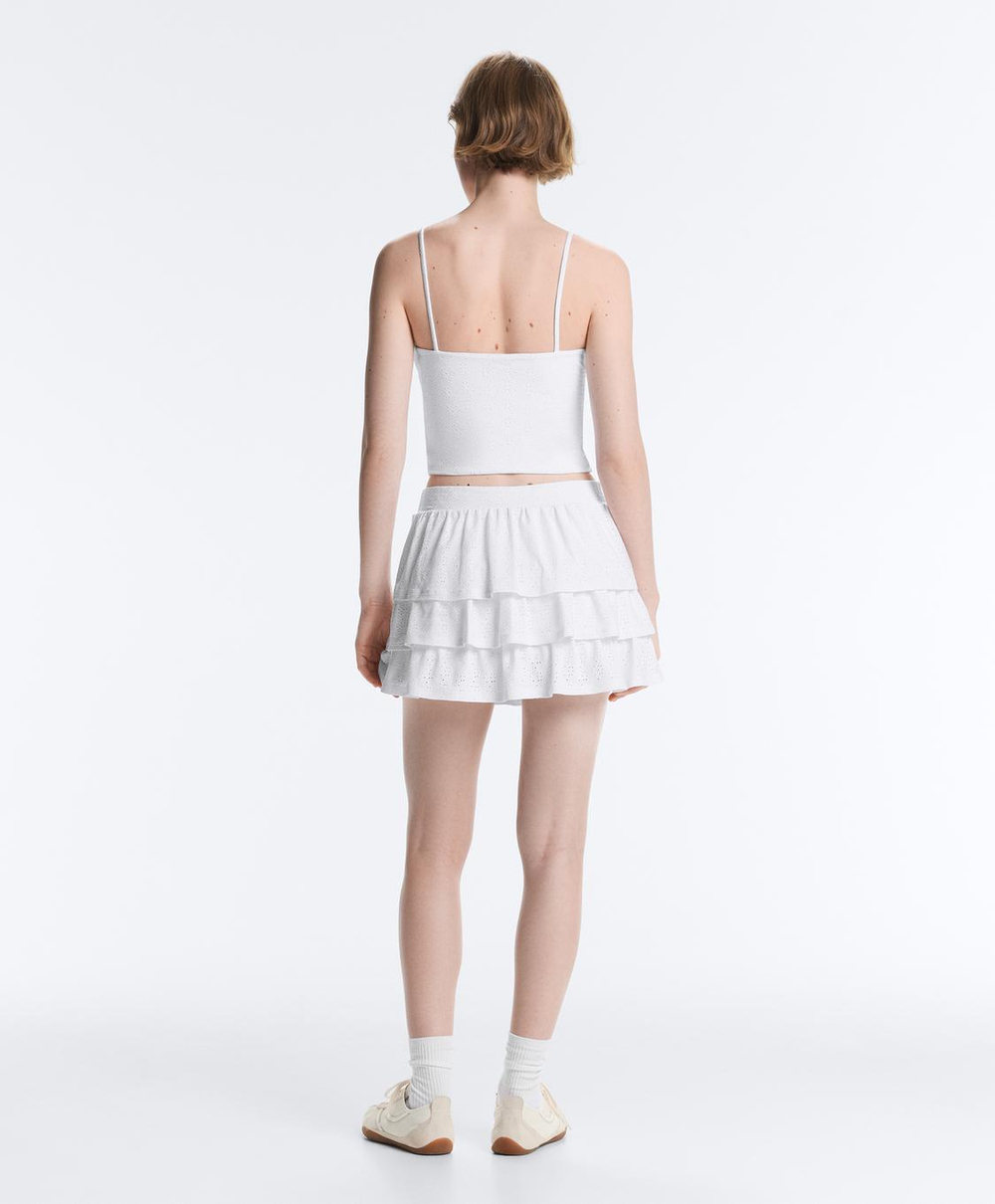 Oysho Короткая юбка Comfortlux с вышивкой, белый