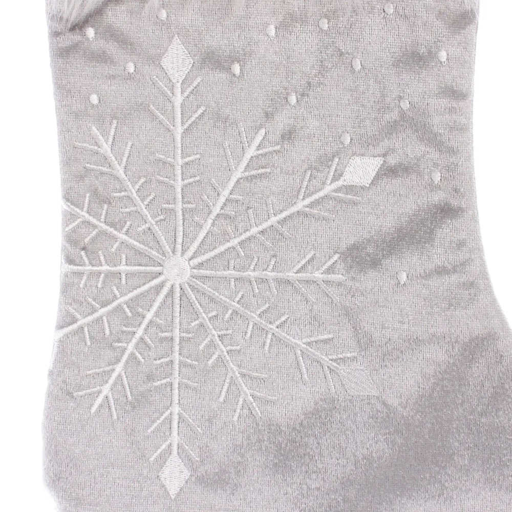 Носок новогодний «Снежинка» 46*22 см, серый