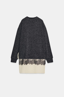 ZARA КОМБИНИРОВАННОЕ ПЛАТЬЕ С ЭФФЕКТОМ МЯГКОСТИ, СЕРЫЙ МЕЛАНЖ