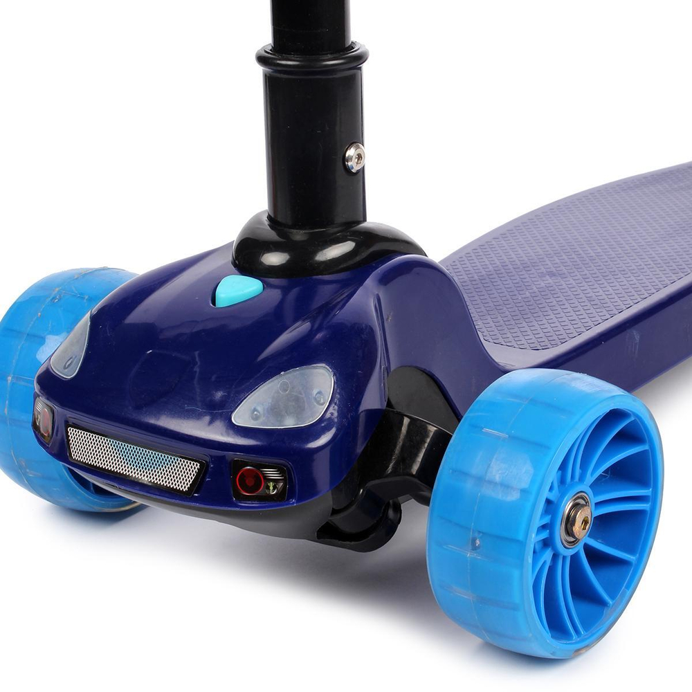 Самокат 3-х колесный, свет, звук, 02С (синий)