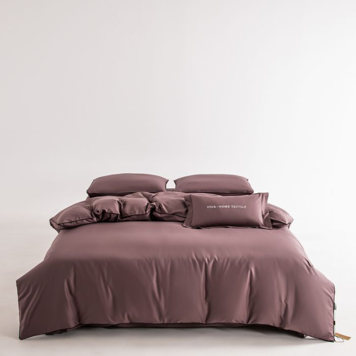 Комплект постельного белья на резинке Однотонный Сатин Элитный «Земляничный блеск»