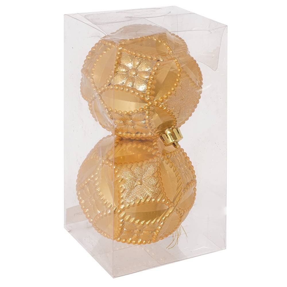 GAEM Набор из 2шт Украшение новогоднее Шар "Золотой орнамент", D 10 см, L19,5 W10 H10 см