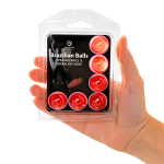 Набор из 6 шариков с массажным маслом с ароматом шампанского и клубники Secret Play Brazilian Balls