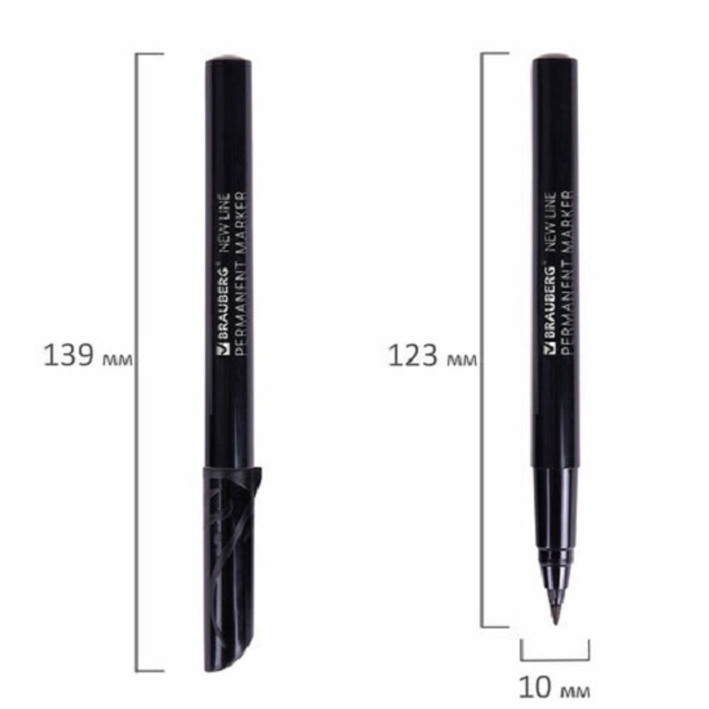 Маркер перманентный 2.0мм, Brauberg New line, черный