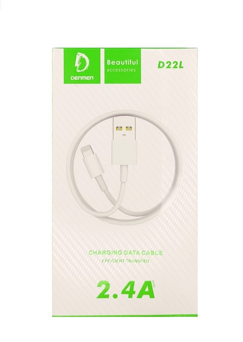 Кабель USB - Lightning DENMEN D22L 2.4A (белый) 1м