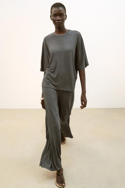 ZARA ТОП С РУКАВАМИ «ЛЕТУЧАЯ МЫШЬ», МЯГКИЙ СЕРЫЙ