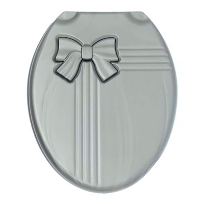 Крышка унитаза "КОМФОРТ ЛЮКС", серебристый перламутр / серебристый перламутр бант РП-811