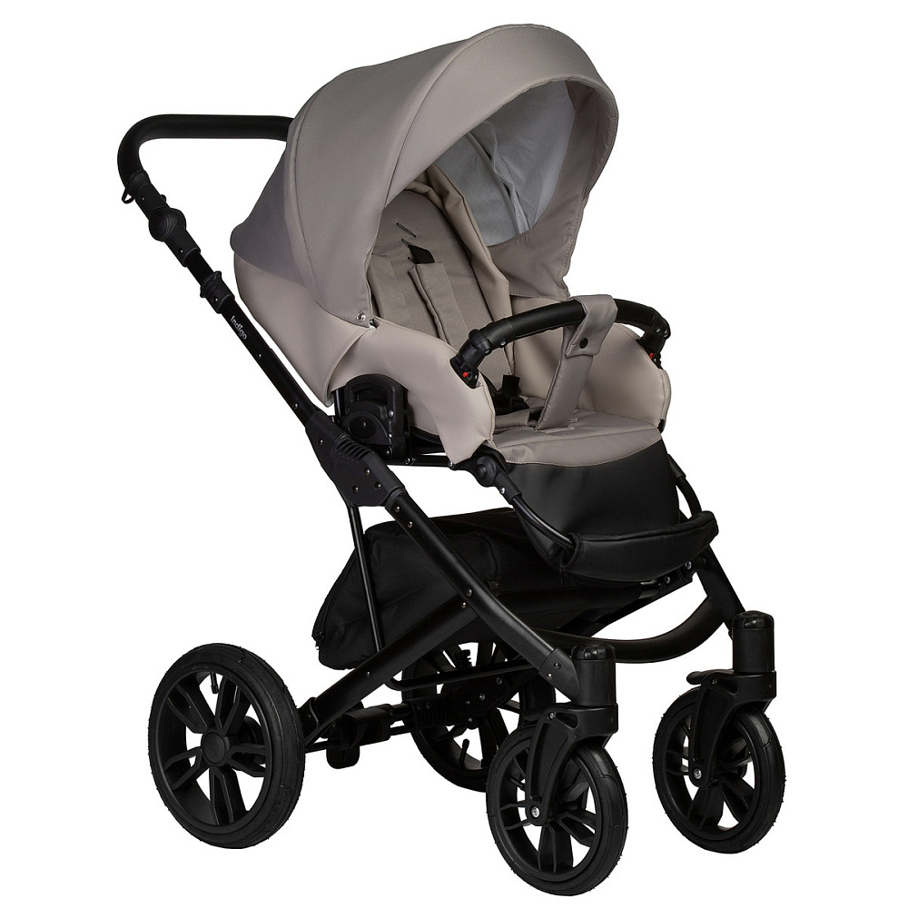 Детская коляска Indigo Mio S 2 в 1 01 св.бежевая кожа+бежевый
