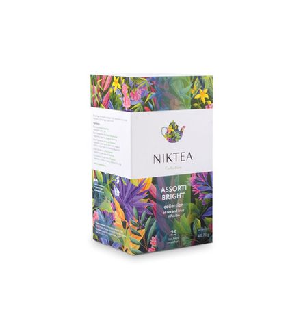 Niktea Assorti Bright / Ассорти Брайт, чай черный, зелёный, фруктовый, травяной в пакетиках, 25 шт.