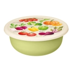 Миска 2,1л с крышкой с декором (салатовый)
