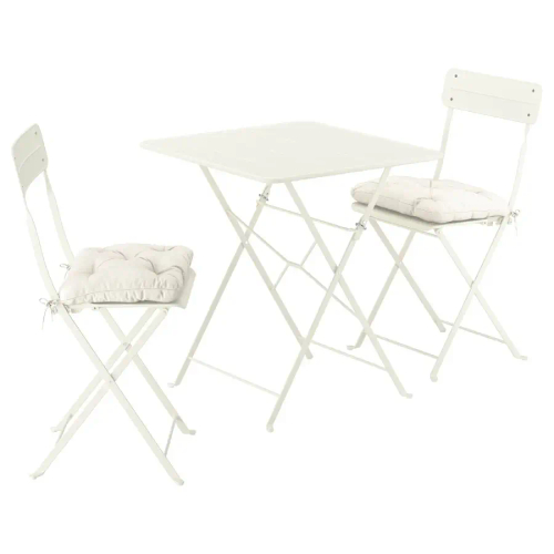 SUNDSÖ Стол и 2 складных стула садовый кремовый/кремовый Kuddarna светло-серо-бежевый ИКЕА