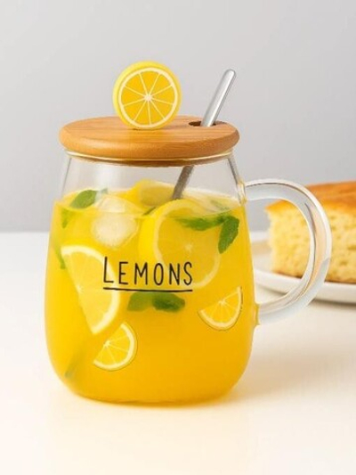 Кружка стеклянная "Juicy slice of lemon", yellow