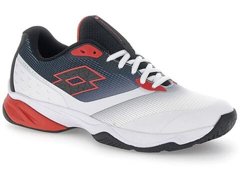 Мужские кроссовки теннисные Lotto Mirage 400 ALR - all white/all black/red poppy