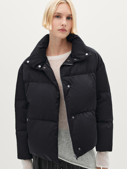 Massimo Dutti Атласный пуховик, темно-синий