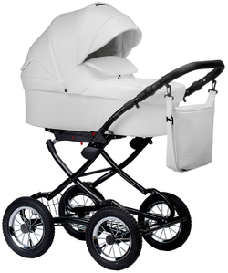 Детская коляска Indigo Barbara Eco Classic 3 в 1 с автокреслом Avionaut Cosmo Be05 белая кожа