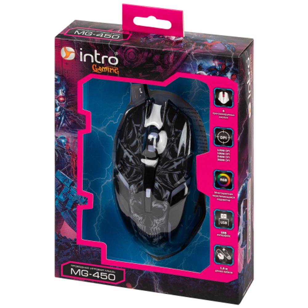 Мышь Intro MG450 игровая проводная 1200-3600dpi черная