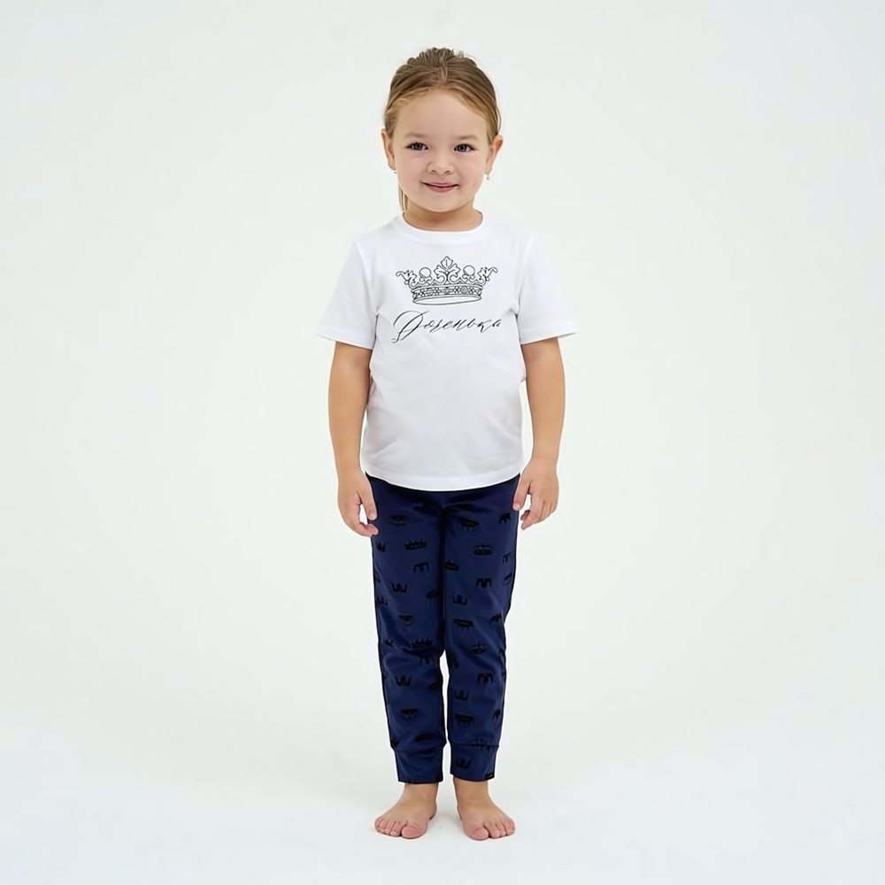 Пижама для девочек (футболка, брюки) KAFTAN "Crown" р.122-128 7096141, 1 шт.