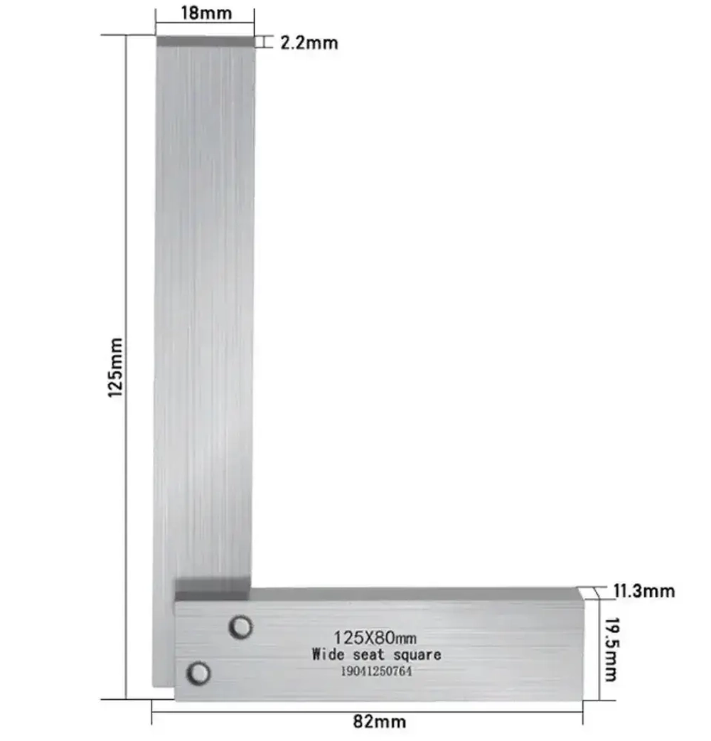 Линейка/угольник 125мм х 82мм, Металл