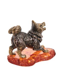 Народные промыслы AM-1308 Фигурка «Лайка» (латунь, янтарь)