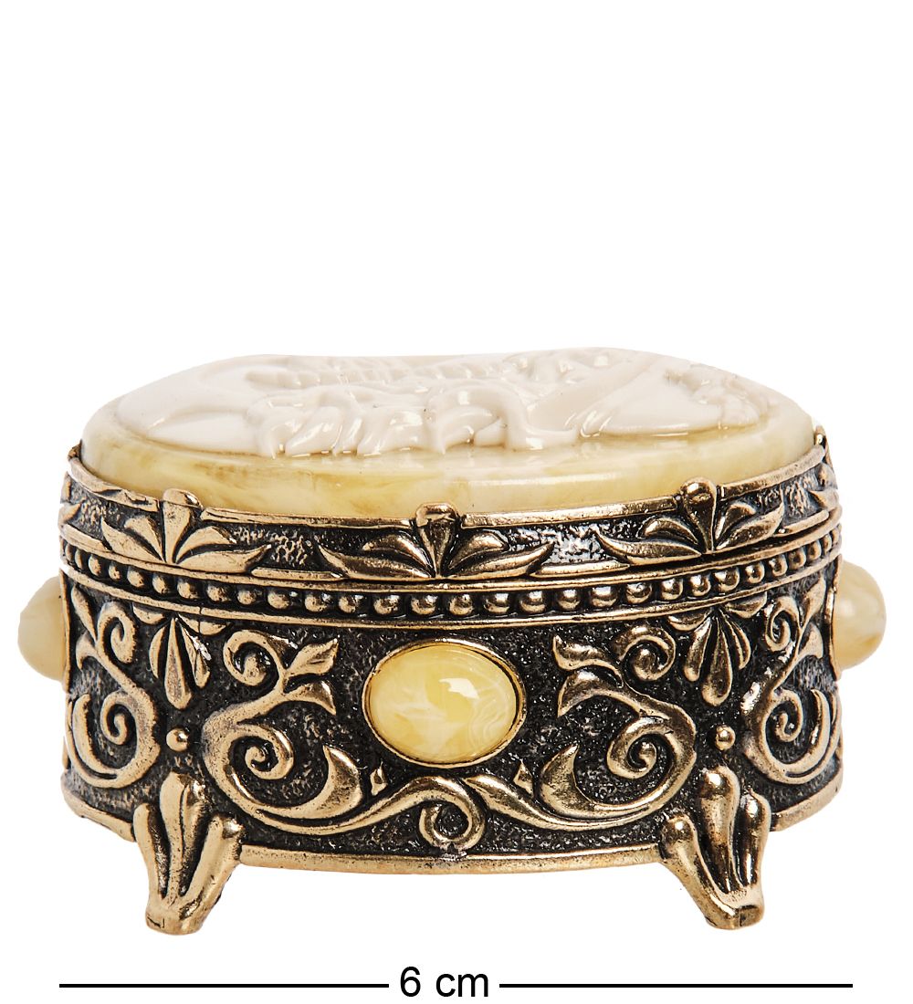 Народные промыслы AM-3264/1 Шкатулка «Камея Юность» (латунь, янтарь)