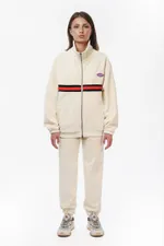 Брюки Ymkashix велюровые Stripe track белые