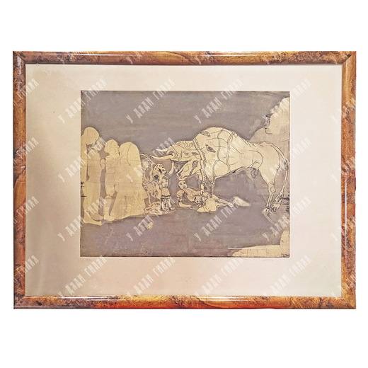 Кастильо Касальдеррей Х. Х. К. Бык и цифры. Коррида 4. Бумага, акватинта, 1978