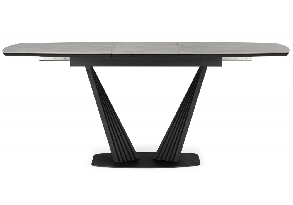 Керамический стол Woodville Вейл 160(205)х89 larka grey, черный