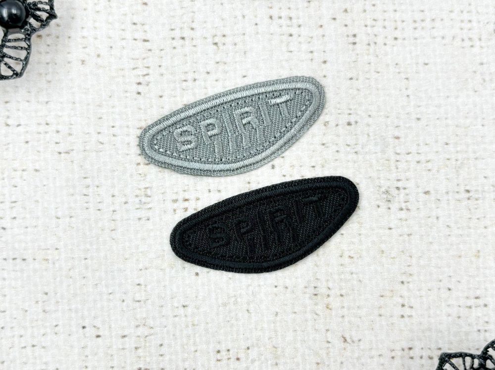 Термоаппликация, р. 5х2,2 см, чёрный/серый