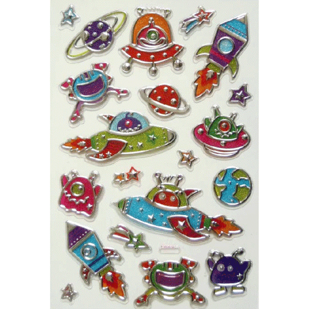 Наклейки в наборе объемные пластик "Space" 19ште/п DEVENTE 8002032