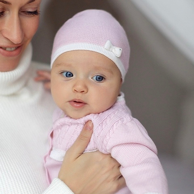 Шапочка из мериносовой шерсти (Розовый)