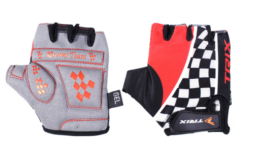 Перчатки TRIX детск., XS, коротк. пальцы, гелев. вставки, дышащая лайкра/искусств. замша, антискольз., красн.