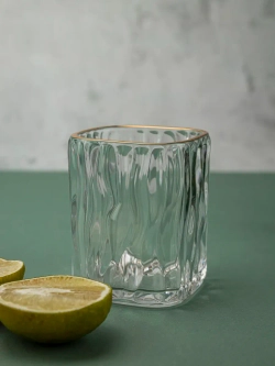 Набор бокалов под дерево, 200 мл. 6 шт. золотая кайма