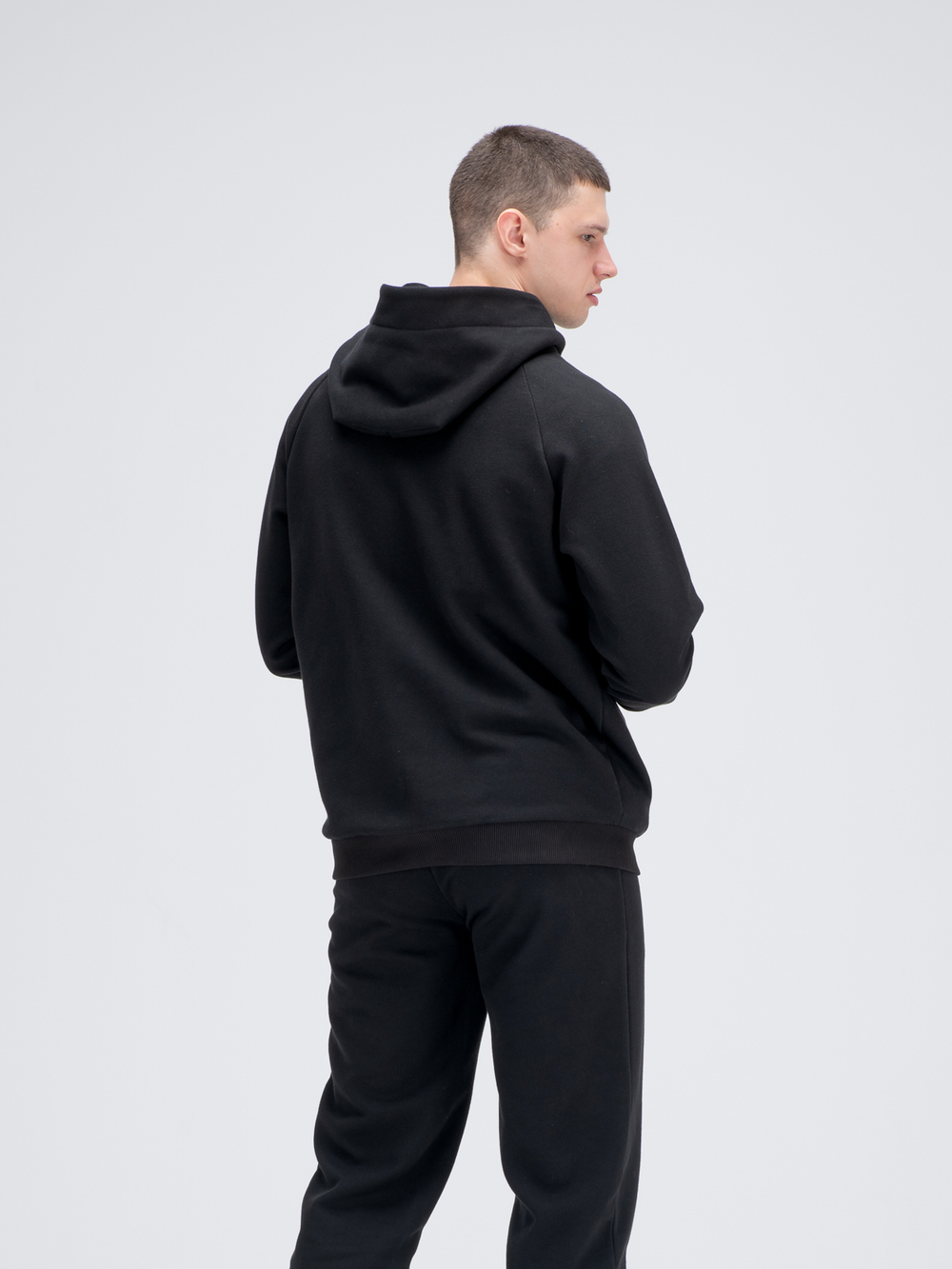 Толстовка на молнии с капюшоном теплая. Уголь