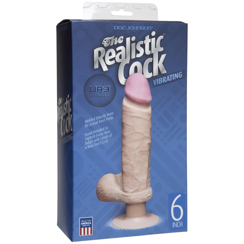 Вибромассажер-реалистик на присоске The Realistic Cock ULTRASKYN Vibrating 6”- 21,6 см. (Цвет: телесный)