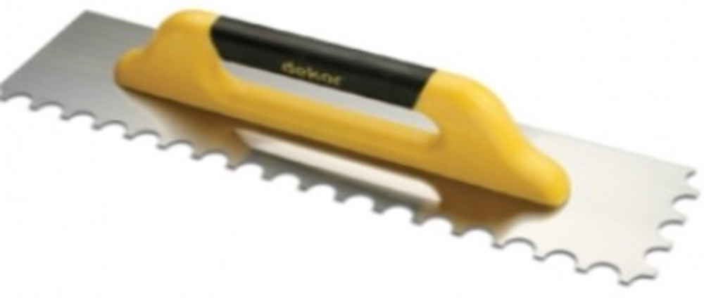 Гладилка зубчатая "U" - зуб 400 мм пружинная сталь для мрамора с закрытой пластиковой ручкой Dekor 484