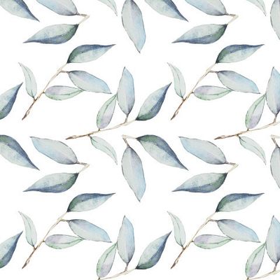 Акварельные листья лимона на белом фоне