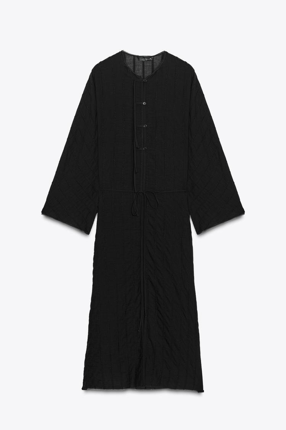 ZARA ПЛАТЬЕ МИДИ С ДЕКОРАТИВНЫМИ ПУГОВИЦАМИ — ZW COLLECTION, ЧЕРНЫЙ