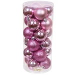 Новогодние шары 5 см (набор 24 шт) «Микс фактур», розовый