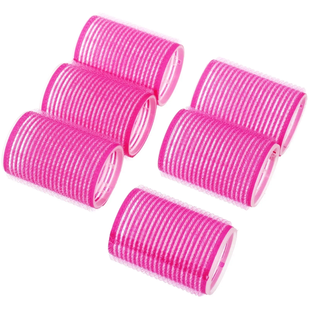 Бигуди липучки, 6шт., однотонные, цвет микс, d-4см (фуксия)