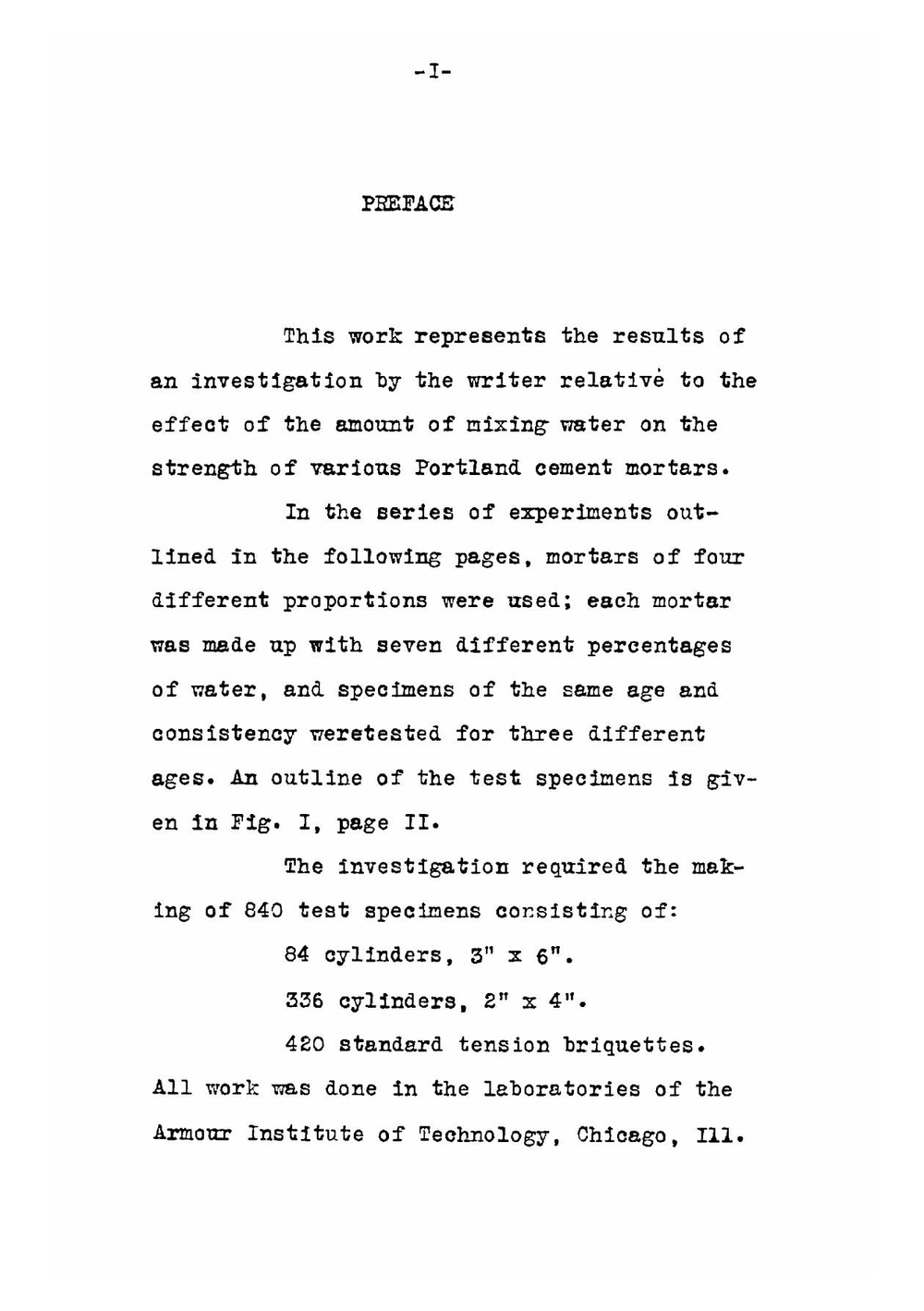 The effect of quantity of mixing water on the strength of various Portland cement mortars | Roy Monroe Singer