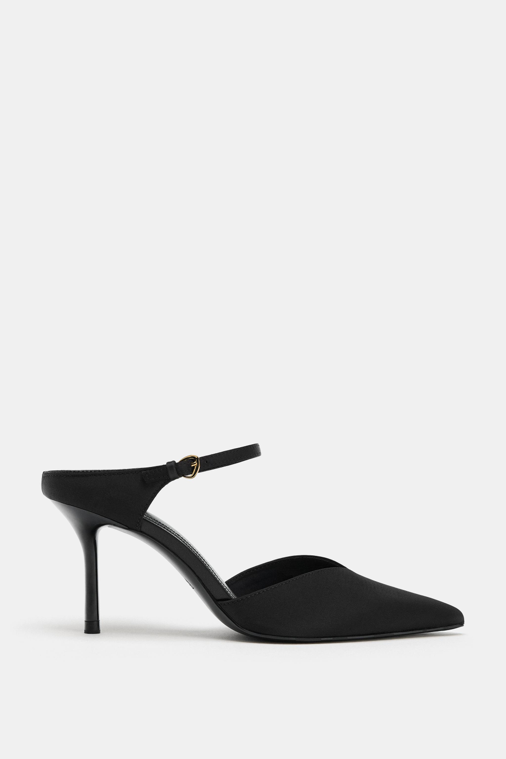 ZARA ТУФЛИ НА КАБЛУКЕ С ДЕКОРАТИВНОЙ ПРЯЖКОЙ, ЧЕРНЫЙ