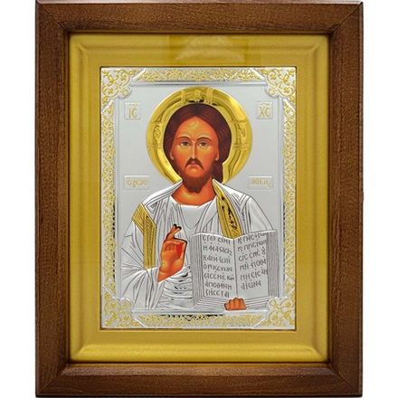 Спаситель Вседержитель. Икона Иисуса Христа в серебряном окладе.