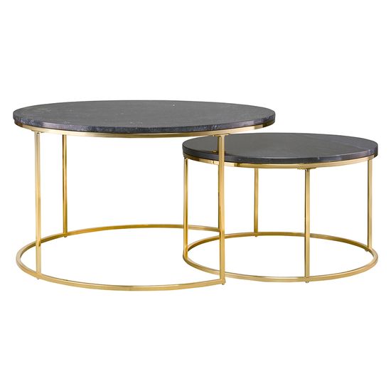 Набор из 2-х журнальных столиков hans, D60 см и D80 см, черный мрамор