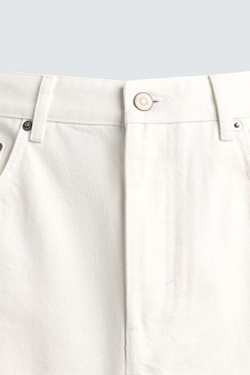 ZARA ДЖИНСЫ STRAIGHT FIT С НЕОБРАБОТАННЫМ КРАЕМ, БЕЛЫЙ