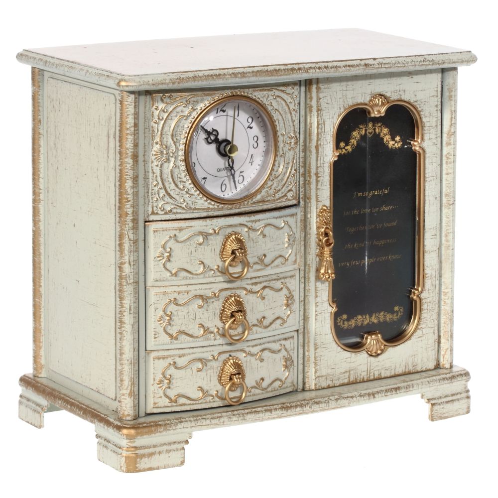 GAEM Шкатулка для украшений с часами (1xАА н/п), L21 W12 H19 см