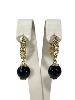 Серьги кольцо из цепи и агат