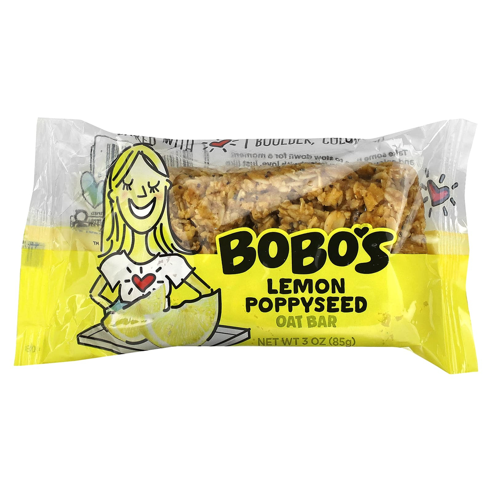 Bobo's Oat Bars, Лимонный мак, 4 батончика по 85 г (3 унции)